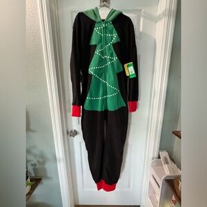 TIPSY ELVES Onesie Christmas Tree Toss Game Unisex Size Small NWT